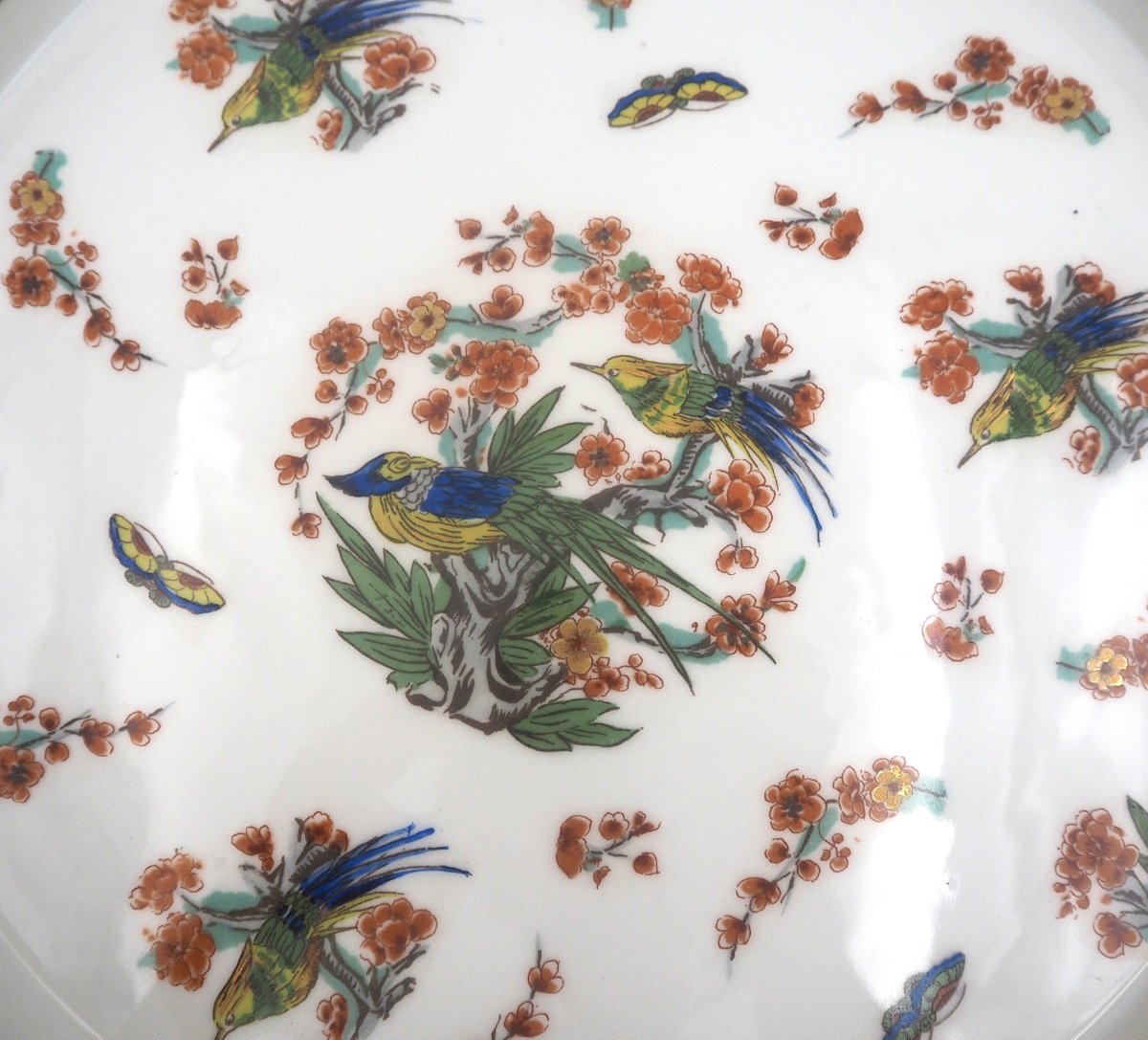 Tétard Frères, Limoges Porcelain, Raw Vegetable Platter, 8 Pieces, Birds In Paradise.-photo-3