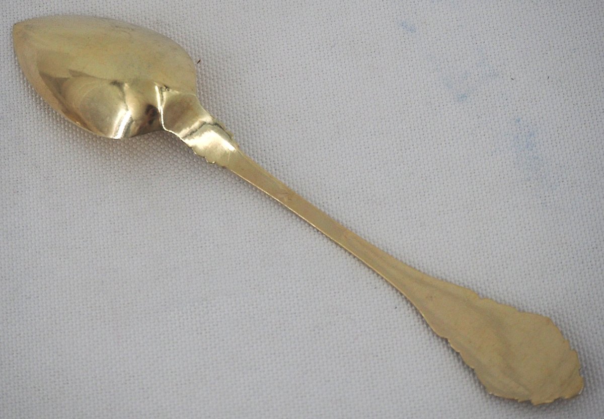 10 cuillères à thé, café en argent massif vermeil, Vieillard, XIXe, 1818-1838.-photo-1