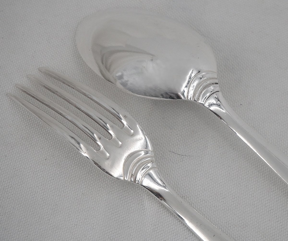 Ercuis 37-piece Cutlery Set, Design Style, Vintage, 60s, Silver Metal.-photo-2