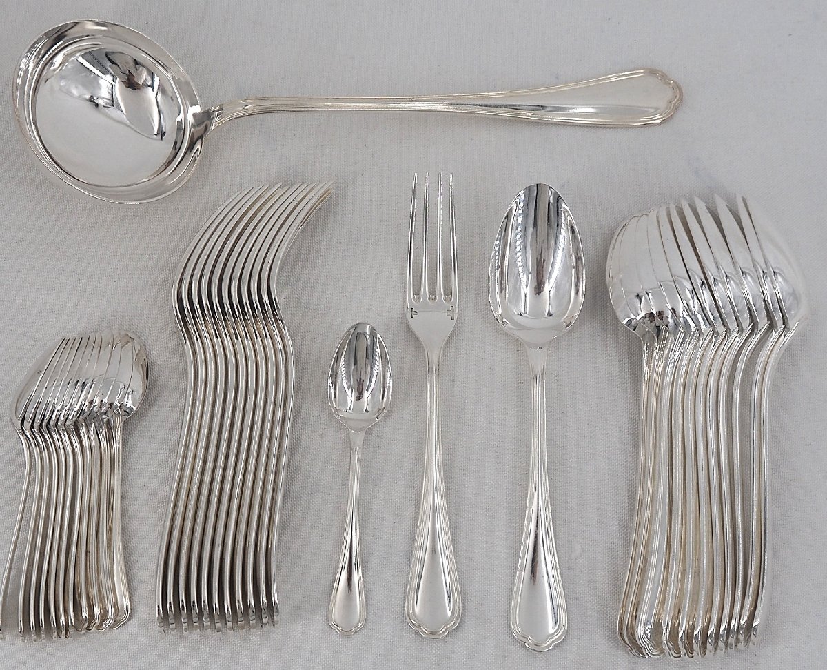 Christofle Spatours Model, 37-piece Silver-plated Cutlery Set, Excellent Condition.-photo-2