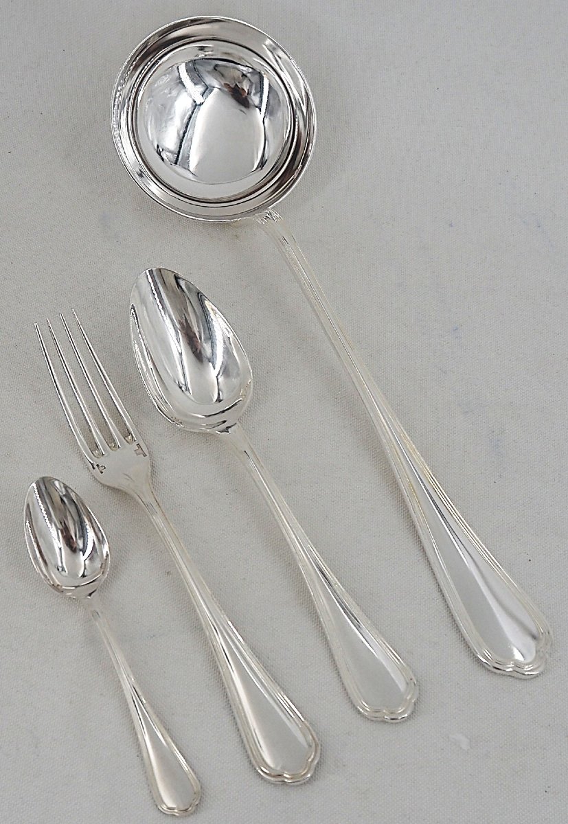 Christofle Spatours Model, 37-piece Silver-plated Cutlery Set, Excellent Condition.-photo-3