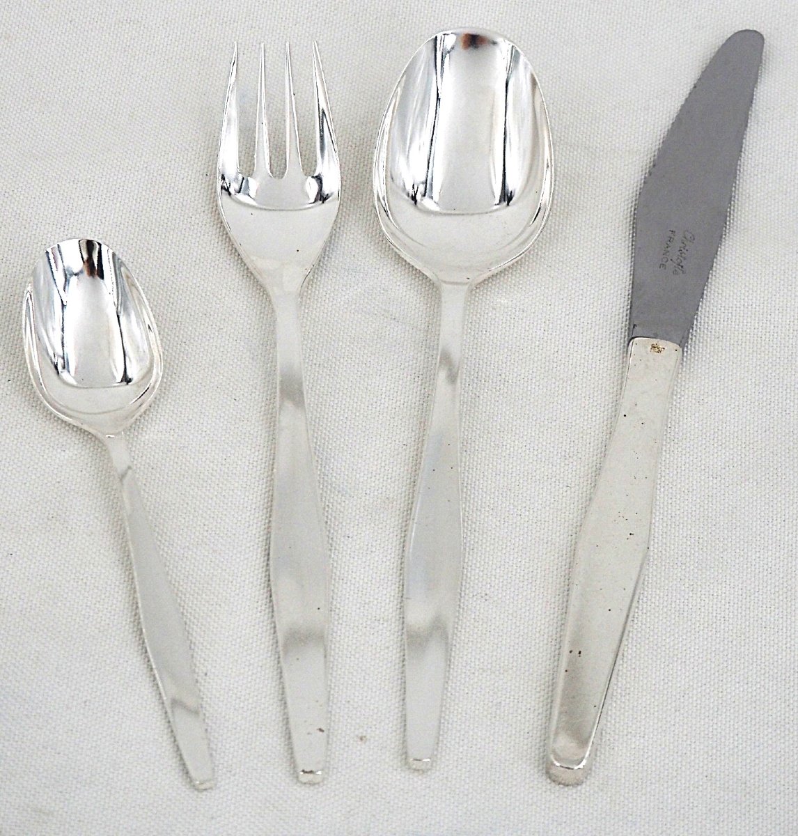 Christofle Orly Model, 24-piece Cutlery Set With Knives, For 6 People, Excellent Condition.-photo-3