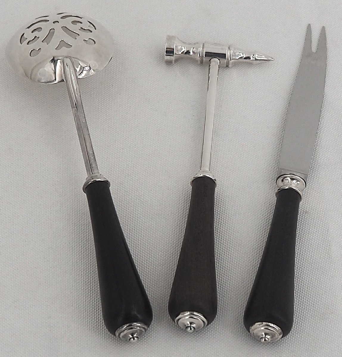 Christofle, Ice/ice Cube Set, Silver-plated Metal And Ebony, Near New Condition.-photo-4