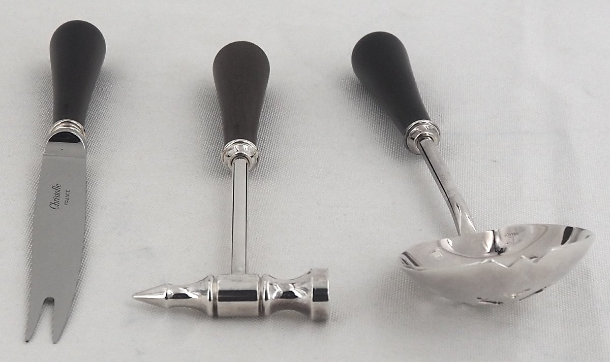 Christofle, Ice/ice Cube Set, Silver-plated Metal And Ebony, Near New Condition.-photo-4