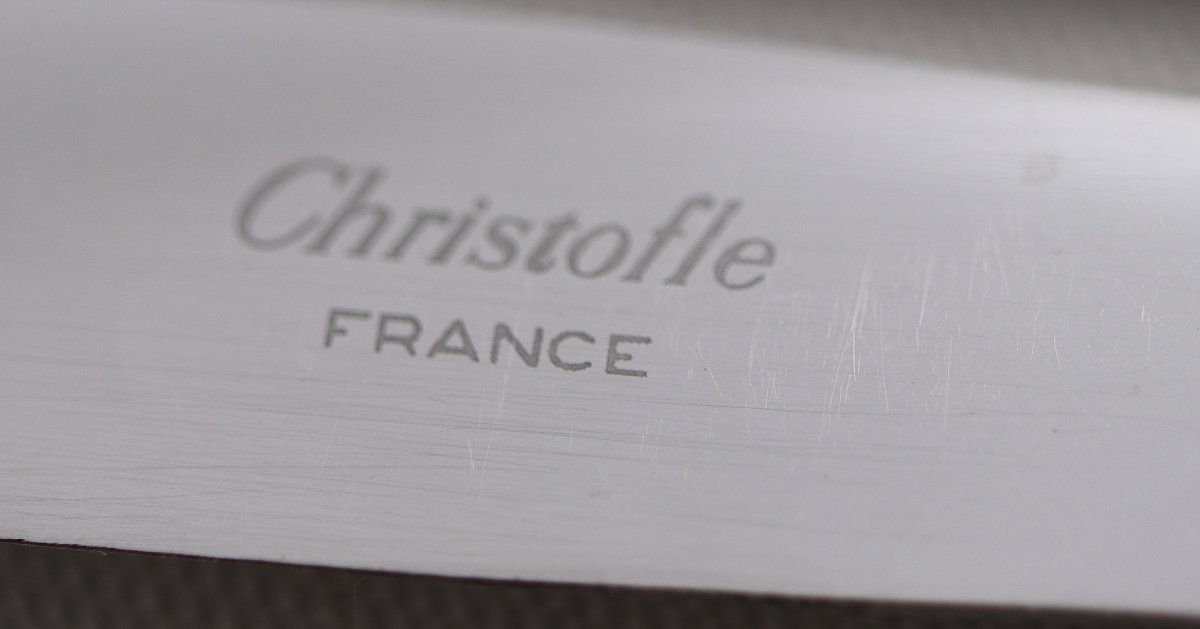 Christofle modèle América, 24 couteaux, 12 de table + 12 à dessert, métal argenté.-photo-4