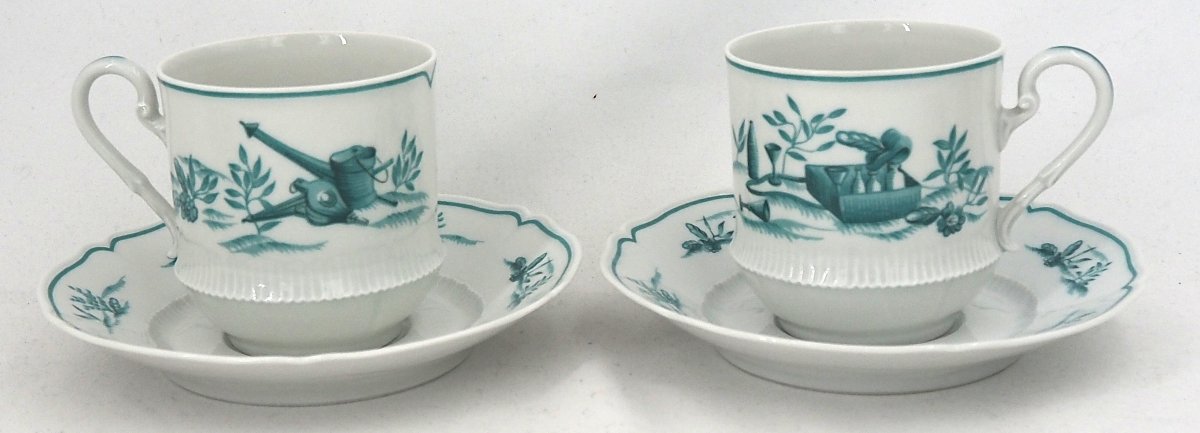 Haviland Limoges "les Islettes" 6 tasses et 6 sous tasses à thé, + théière.-photo-4