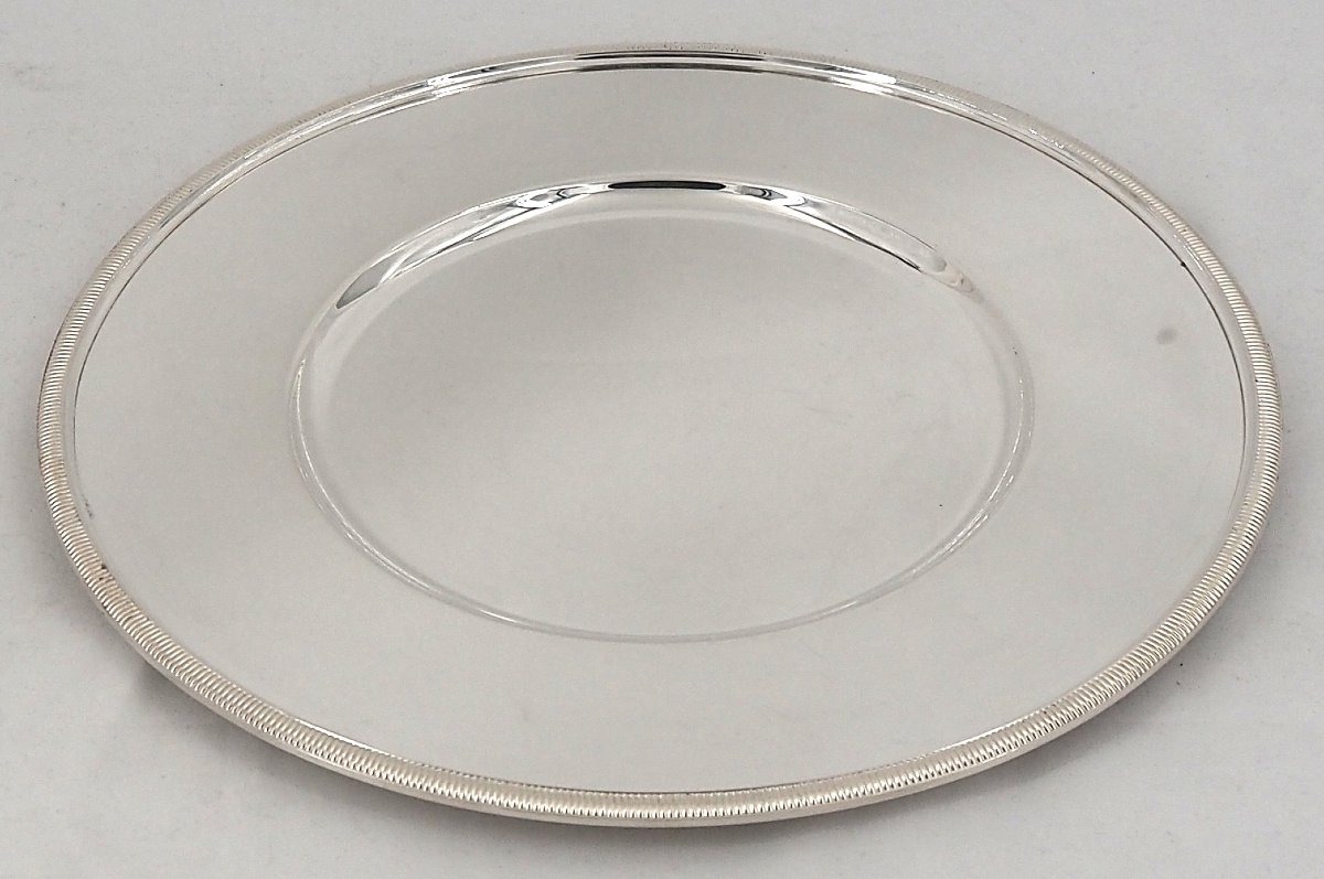 Christofle, 12 Presentation Plates, Godrons Model, Silver-plated Metal, Very Good Condition.-photo-4