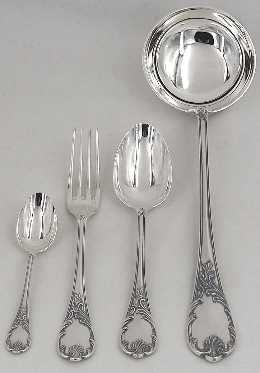 Christofle modèle Marly, ménagère set de 37 pièces en métal argenté, en excellent état.-photo-3
