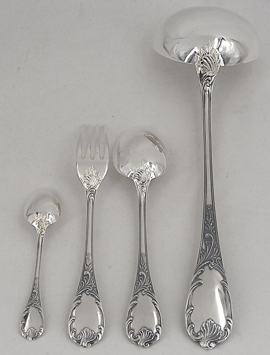 Christofle modèle Marly, ménagère set de 37 pièces en métal argenté, en excellent état.-photo-3