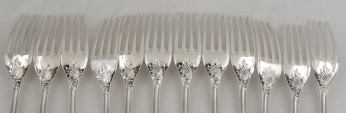 Christofle modèle Marly, ménagère set de 37 pièces en métal argenté, en excellent état.-photo-4
