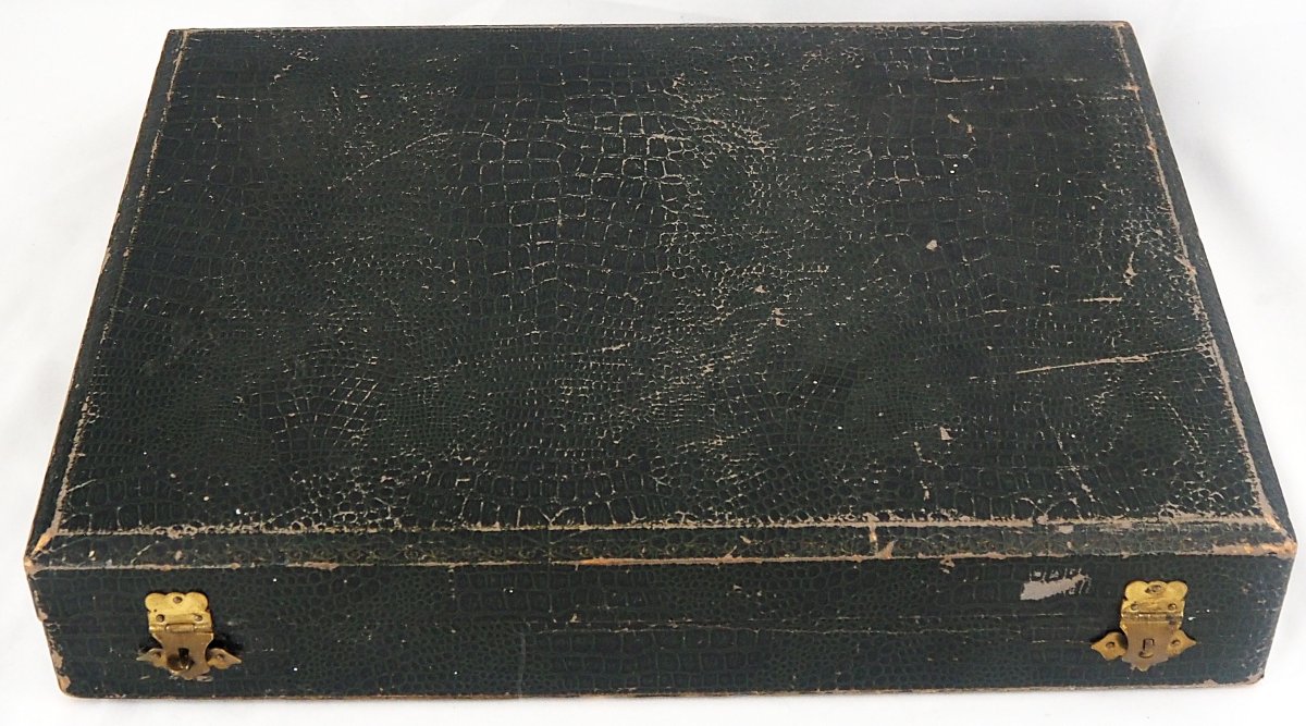 Christofle modèle Marly, ménagère set de 38 pièces en métal argenté, monogrammée "LR".-photo-7