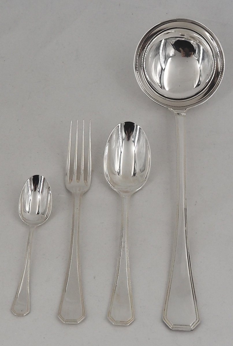 Christofle América Model, 37-piece Silver-plated Cutlery Set, In Excellent Condition.-photo-3