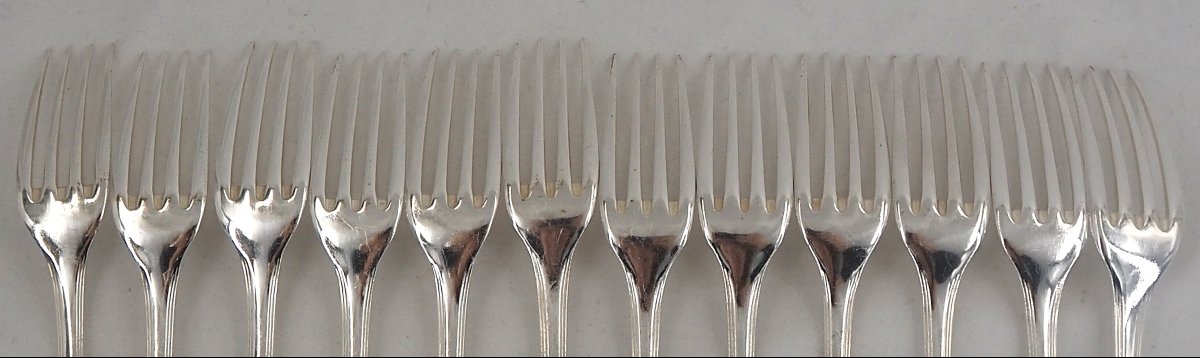 Christofle América Model, 37-piece Silver-plated Cutlery Set, In Excellent Condition.-photo-3