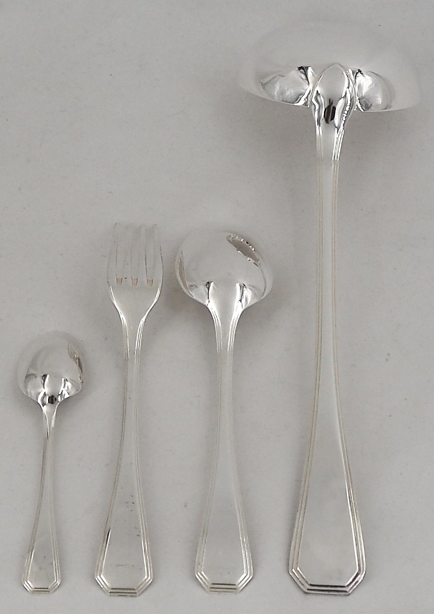 Christofle América Model, 37-piece Silver-plated Cutlery Set, In Excellent Condition.-photo-4