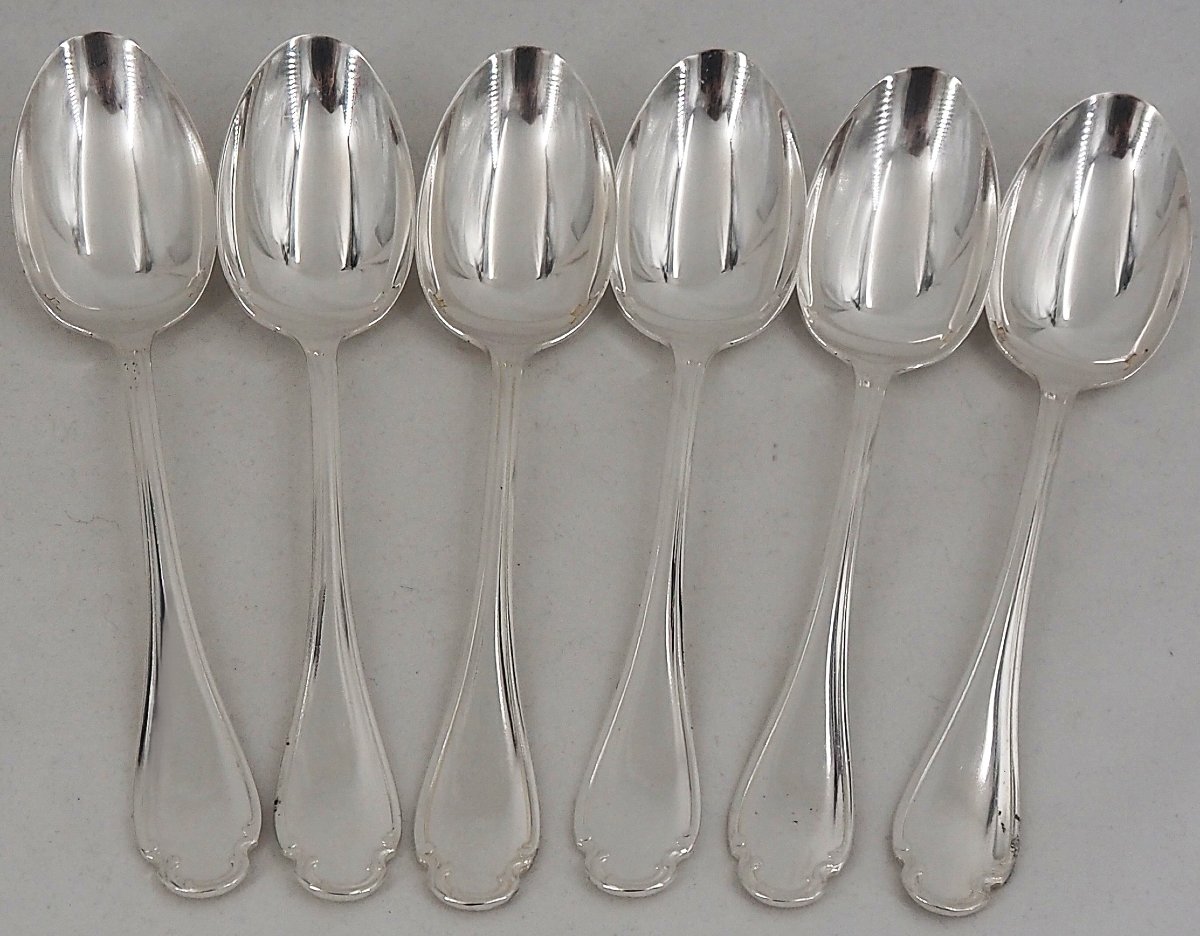 Christofle modèle Pompadour, ménagère set 31 pièces avec couteaux pour 6 personnes.-photo-1