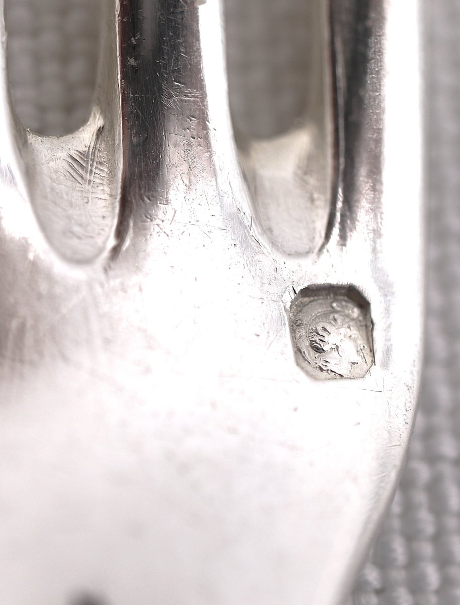 Puiforcat, 12 couverts à entremets, dessert, argent massif Minerve, 24 pièces, 1,2 kg.-photo-5