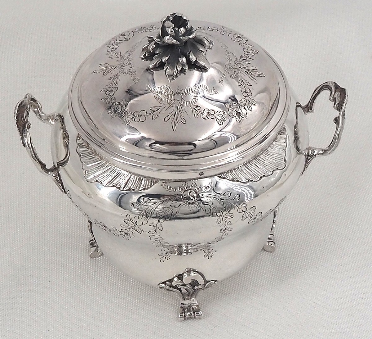 Bordeaux, Solid Silver Sugar Bowl XVIII, Joseph Roger, Received In 1778, Excellent Condition.
