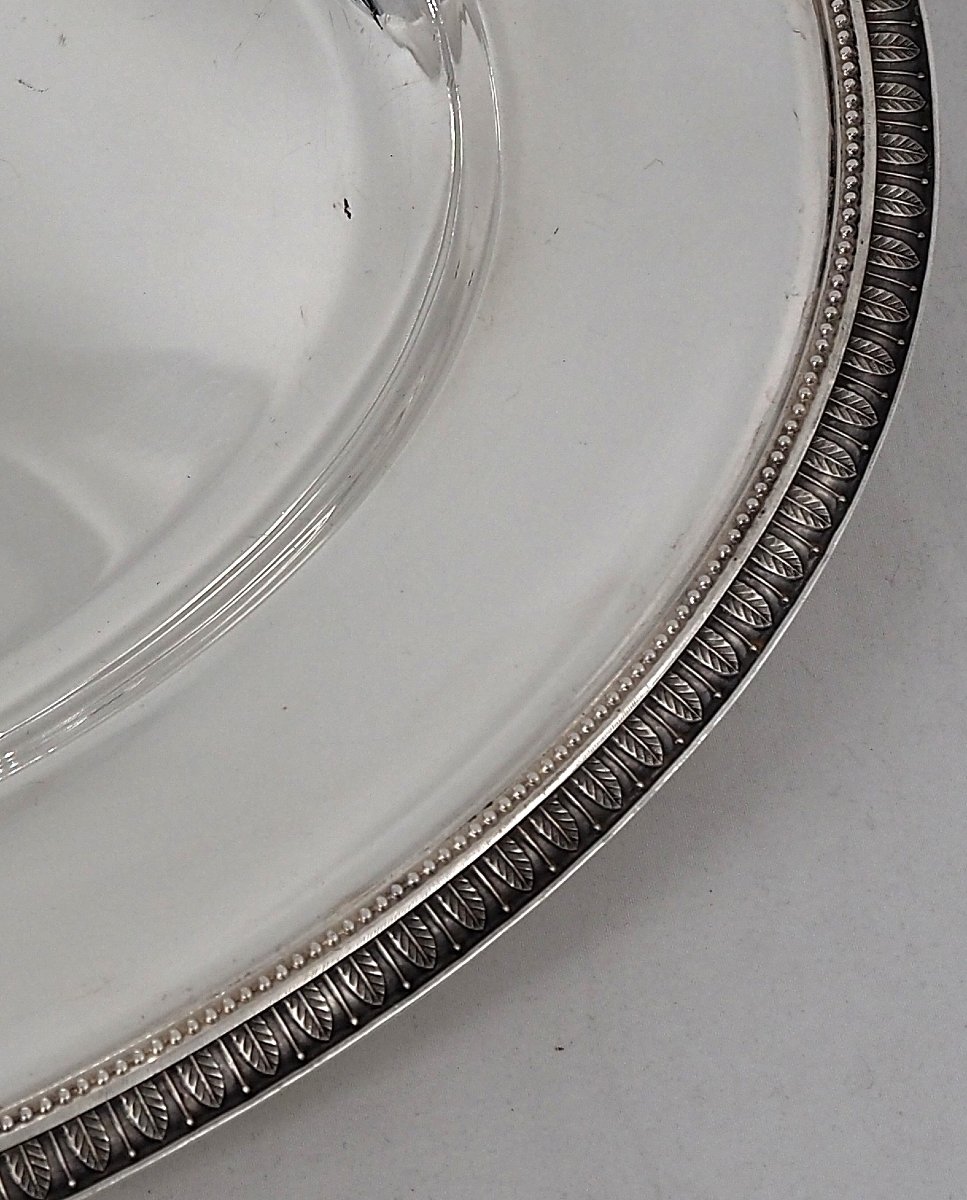 Christofle modèle Malmaison, plat ovale 45,5  x 31,2 cm, métal argenté, excellent état.-photo-2