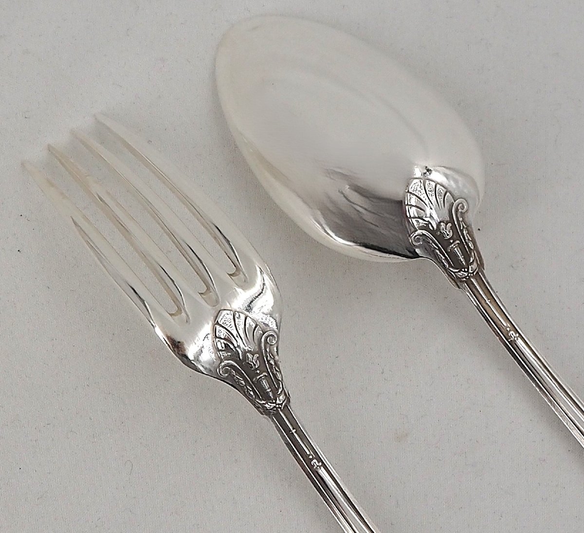 Perrin, Sfam, Sans Gêne Model, 12 Entremets Cutlery, Dessert, 24 Pieces, Silver-plated Metal.-photo-2