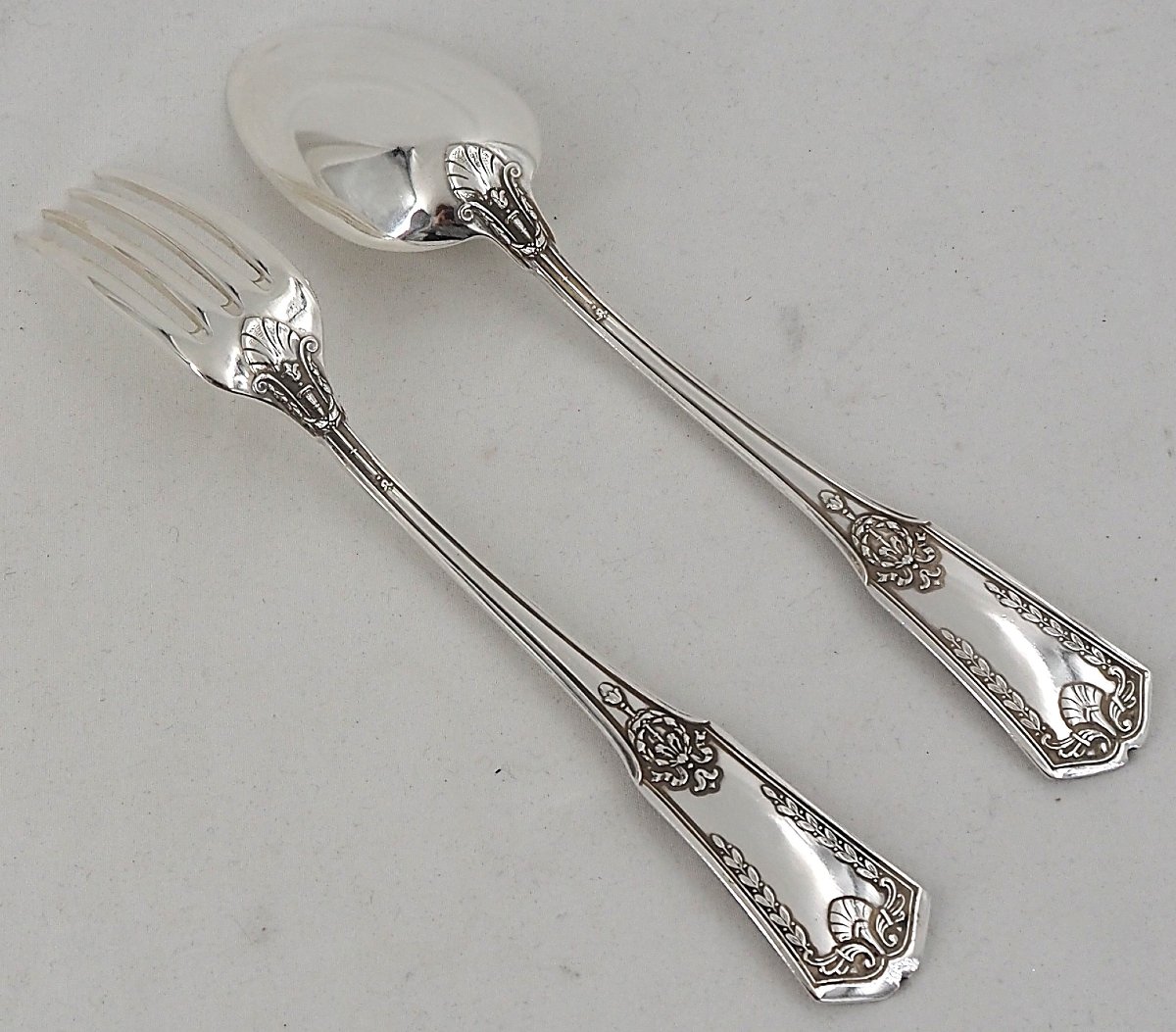 Perrin, Sfam, Sans Gêne Model, 12 Entremets Cutlery, Dessert, 24 Pieces, Silver-plated Metal.-photo-3