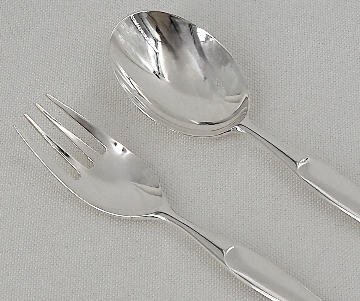 Christofle modèle Duo, Tapio Wirkkala, 12 couverts à entremets, dessert, 24 pièces, 17,8 cm.-photo-4