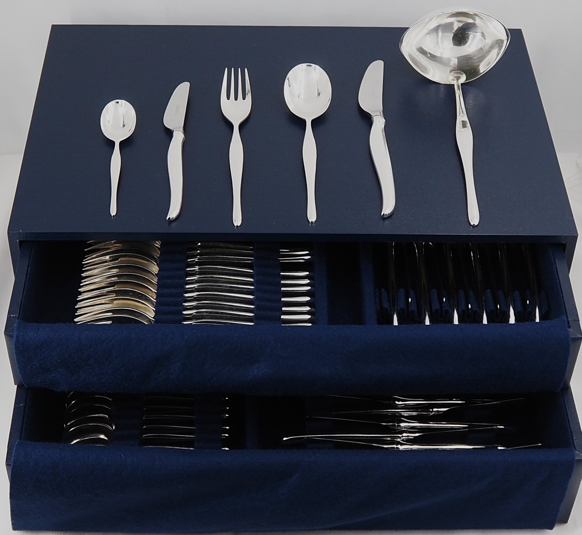 Christofle 61-piece Cutlery Set, Duo Model, Tapio Wirkkala, With Silver-plated Metal Knives.