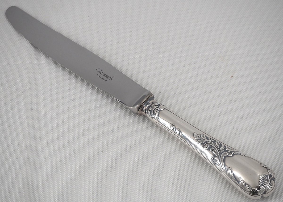 Christofle modèle Marly, 12 couteaux de table en métal argenté, en excellent état.-photo-3