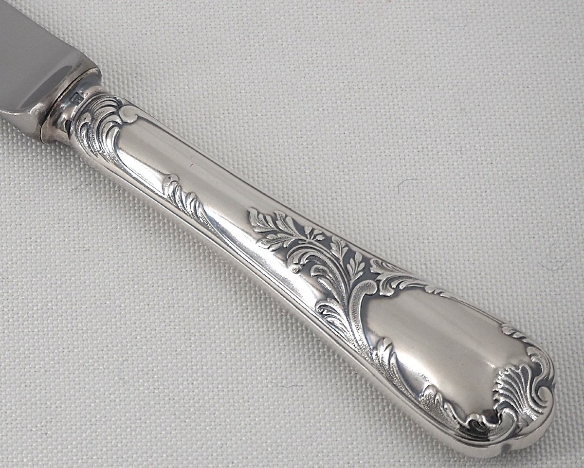 Christofle modèle Marly, 12 couteaux de table en métal argenté, en excellent état.-photo-4