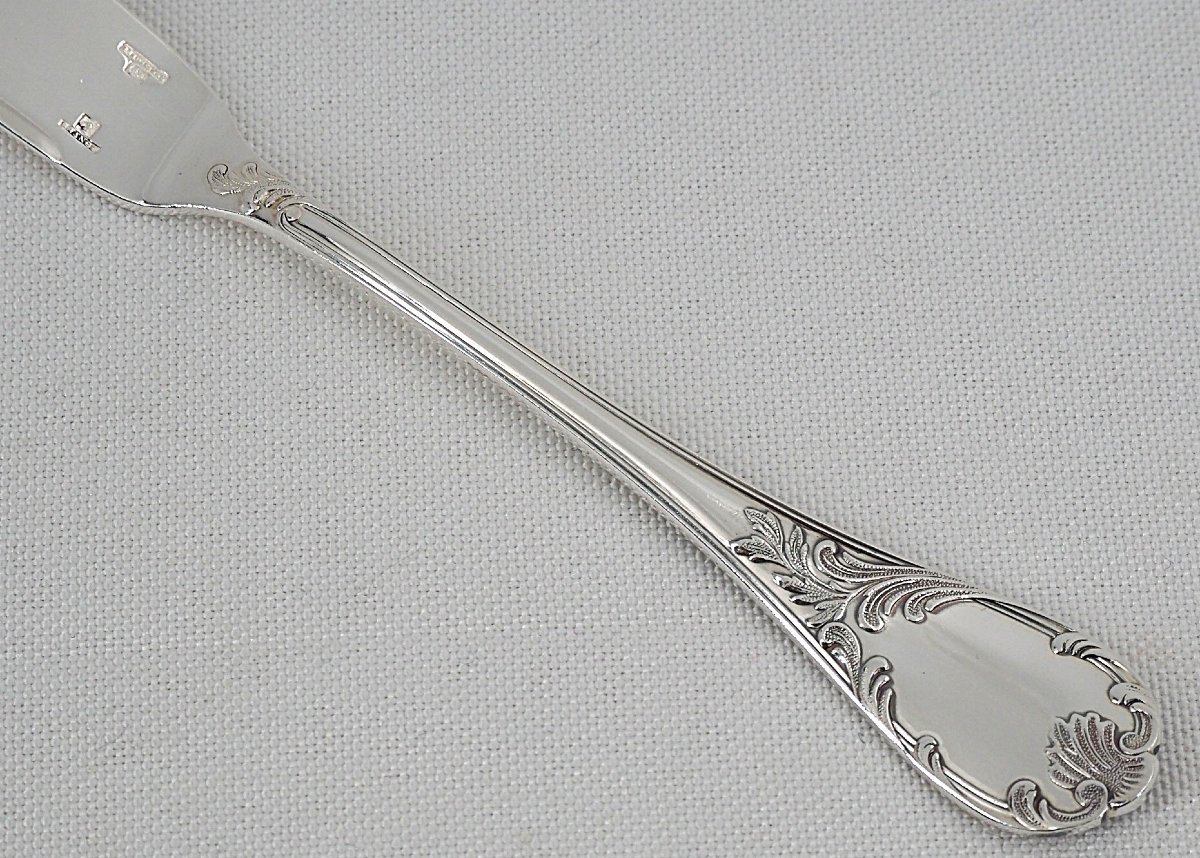 Christofle modèle Marly, 12 couverts à poisson 24 pièces, métal argenté, excellent état.-photo-4