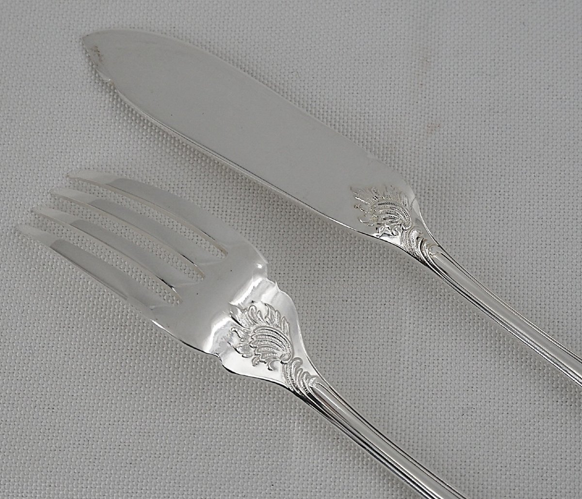 Christofle modèle Marly, 12 couverts à poisson 24 pièces, métal argenté, excellent état.-photo-2