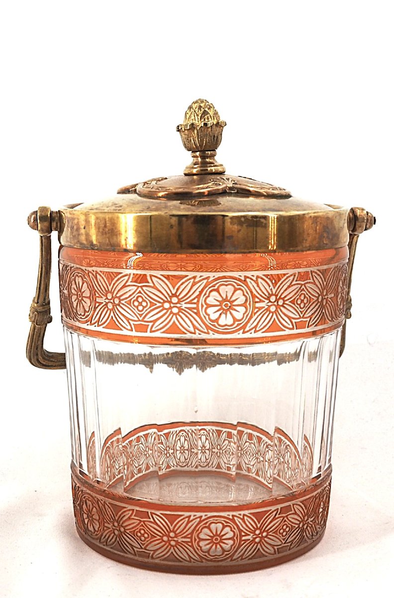 Baccarat "Empire" seau à biscuits doublé, taillé et dégagé, excellent état.-photo-2