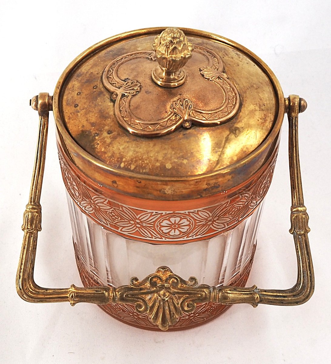 Baccarat "Empire" seau à biscuits doublé, taillé et dégagé, excellent état.-photo-3