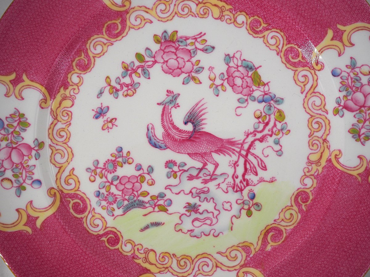 Minton Pink Cockatrice, 6 Dinner Plates, 26.7 Cm, 10 1/2".-photo-2