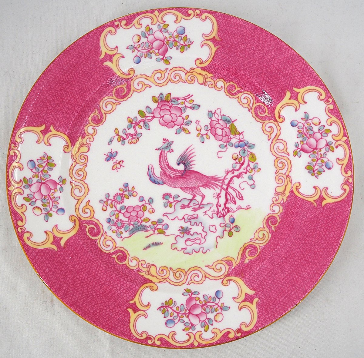 Minton Pink Cockatrice, 6 Dinner Plates, 26.7 Cm, 10 1/2".-photo-4