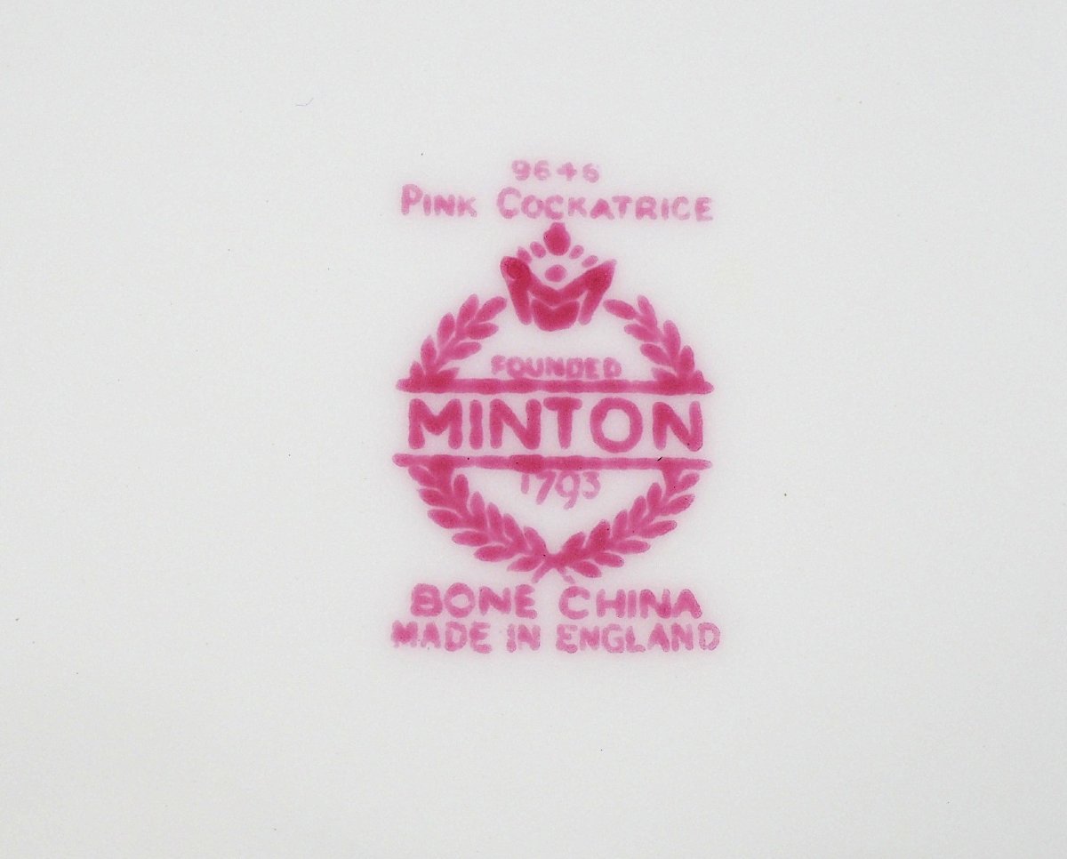 Minton Pink Cockatrice, 6 Dinner Plates, 26.7 Cm, 10 1/2".-photo-5