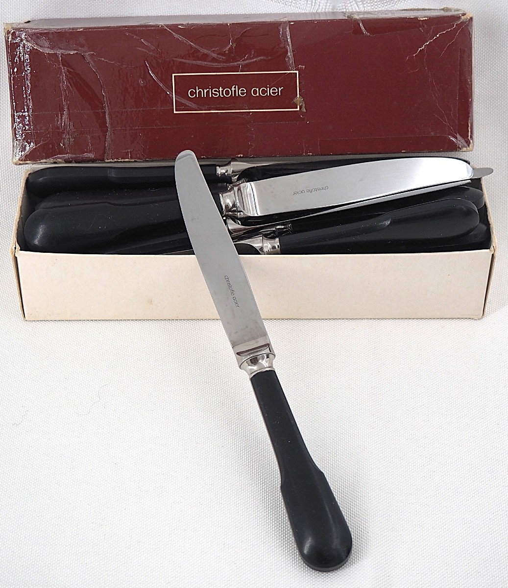 Christofle Steel Béarn Model, Uniplat, Cluny Steel 16 Knives For Dessert, Cheese, Entremets.