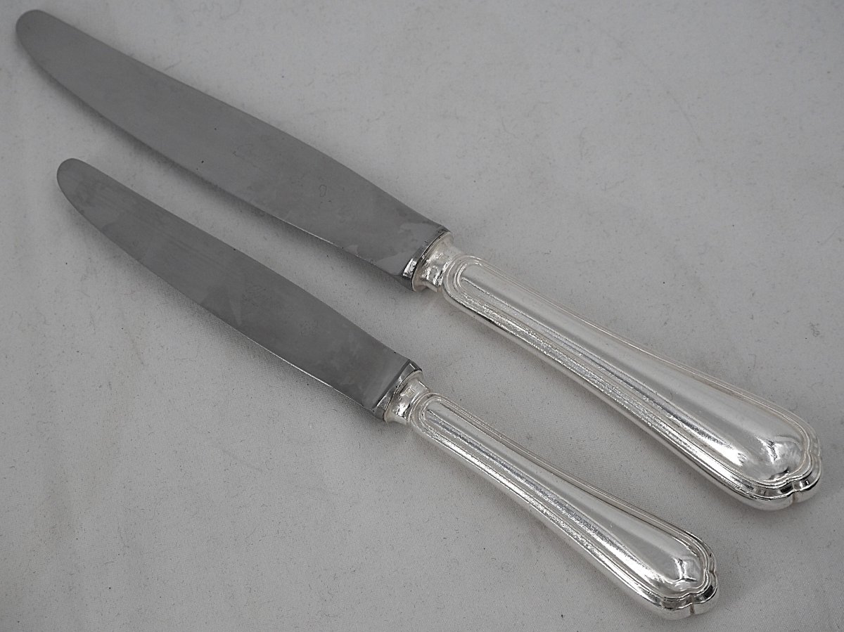 Christofle modèle Spatours, ménagère set de 61 pièces avec couteaux, en métal argenté.-photo-2