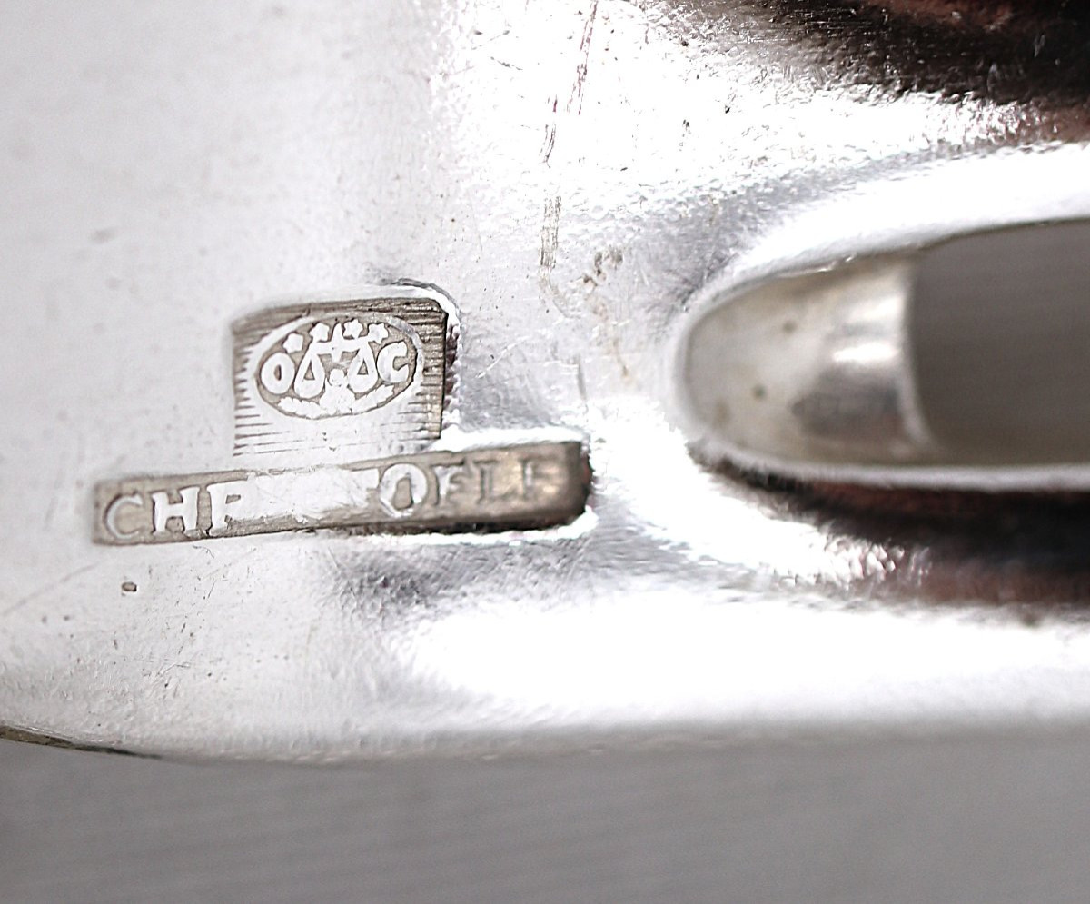 Christofle modèle Spatours, ménagère set de 61 pièces avec couteaux, en métal argenté.-photo-6