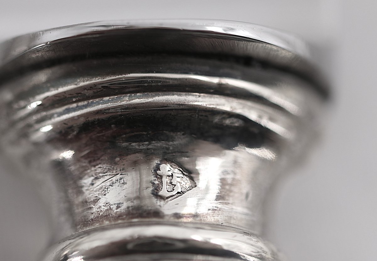 24 Minerva Silver-plated Knives: 12 Table Knives + 12 Dessert Knives, Armand Frenais, Monogrammed.-photo-6