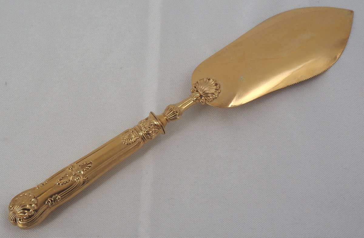 Cardeilhac, pelle à gâteau ou poisson vermeil argent massif Minerve, excellent état.-photo-1