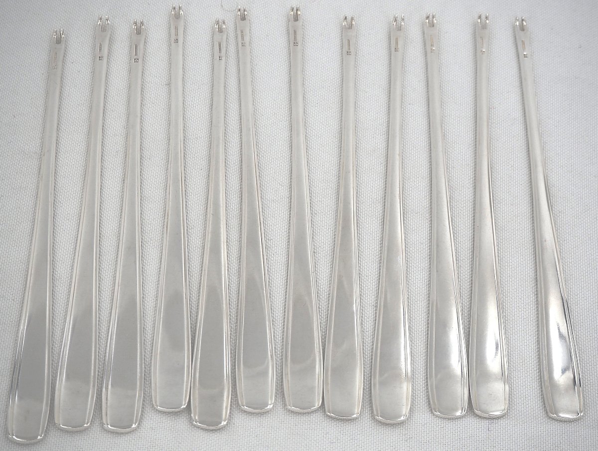 Christofle 12 Lobster And Shellfish Picks, Art Deco, In Excellent Condition.-photo-2