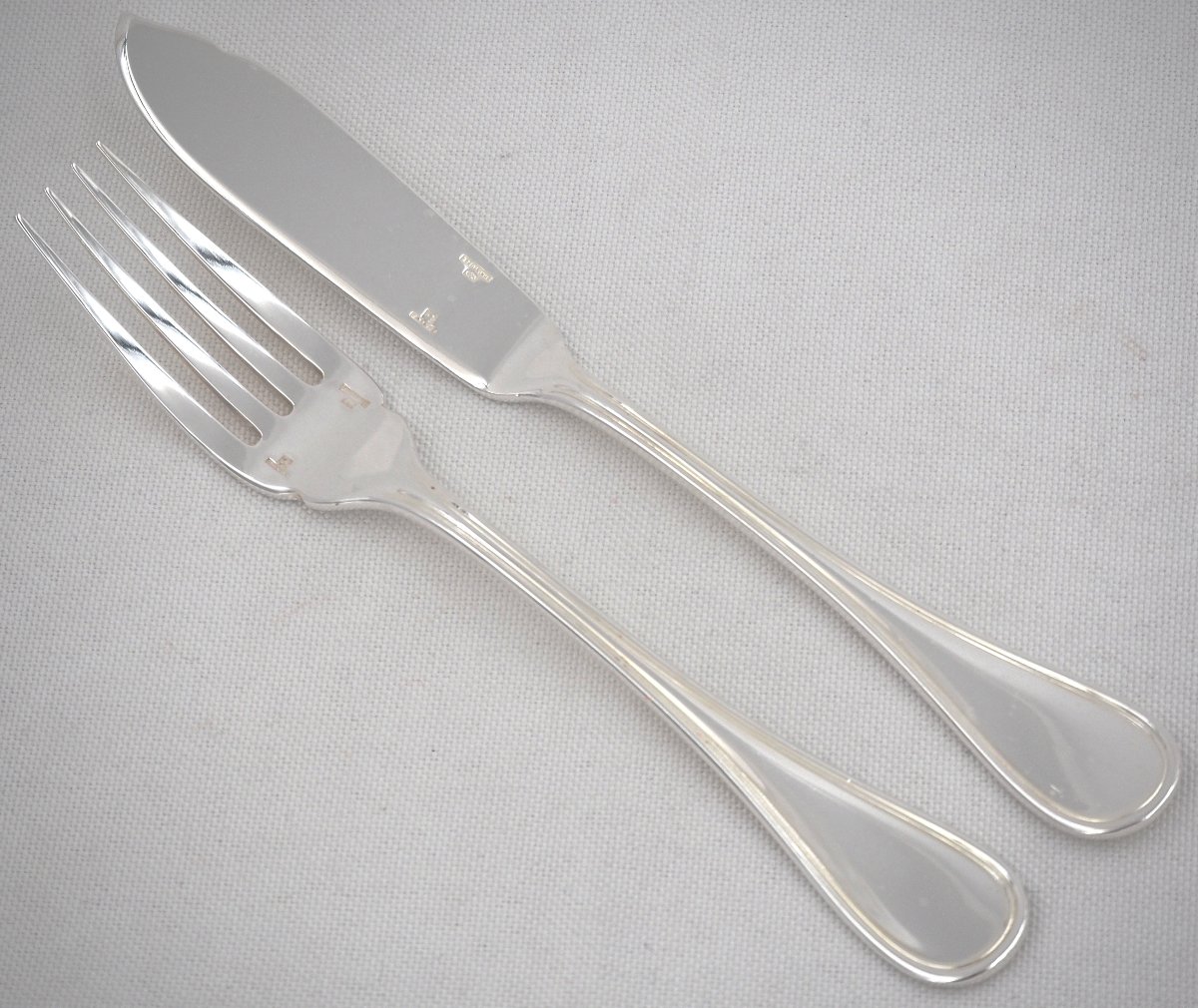 Christofle Albi Pattern, 12 Fish Cutlery Pieces, Silver-plated Metal, 24 Pieces In Perfect Condition.-photo-3