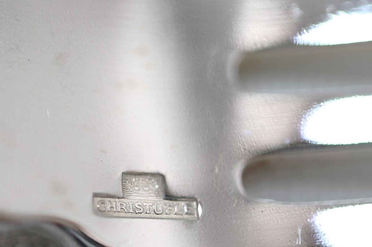 Christofle Albi Pattern, 12 Fish Cutlery Pieces, Silver-plated Metal, 24 Pieces In Perfect Condition.-photo-6