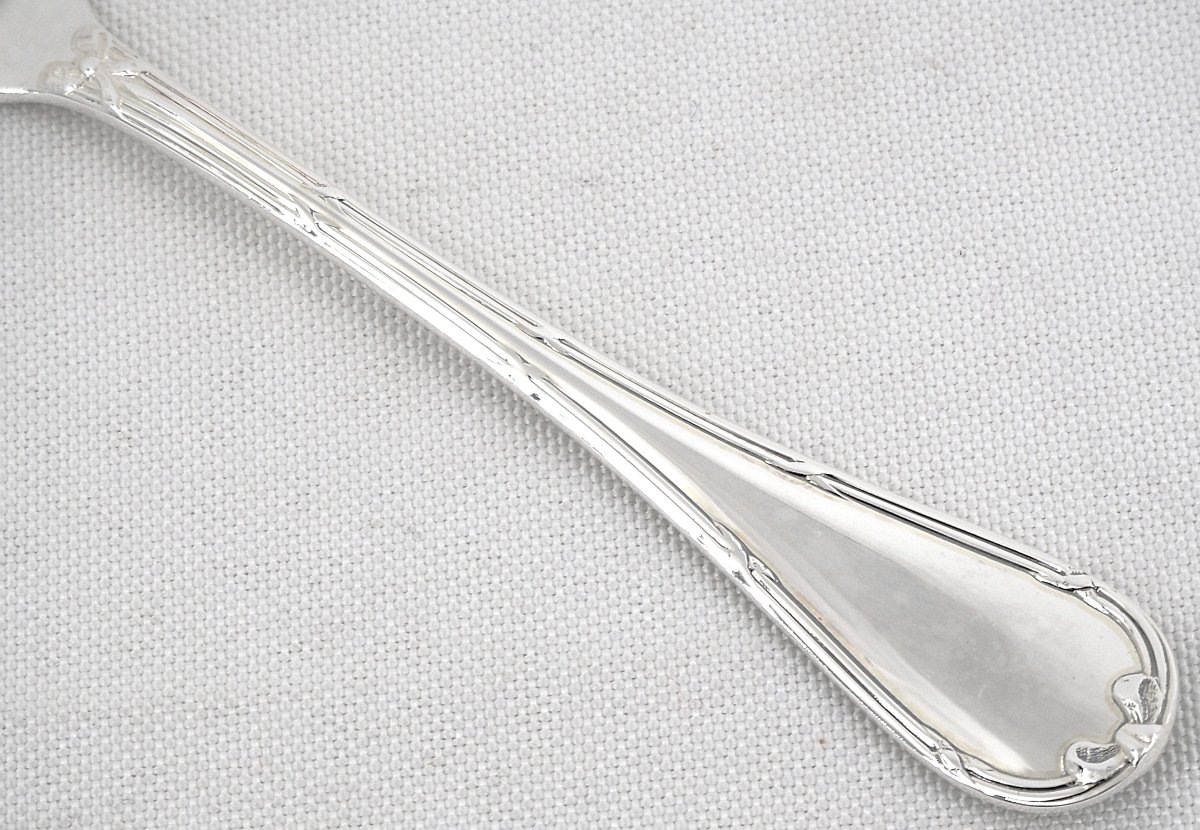 Christofle Rubans Pattern, 12 Fish Cutlery Sets, Silver-plated Metal, 24 Pieces, Perfect Condition.-photo-4