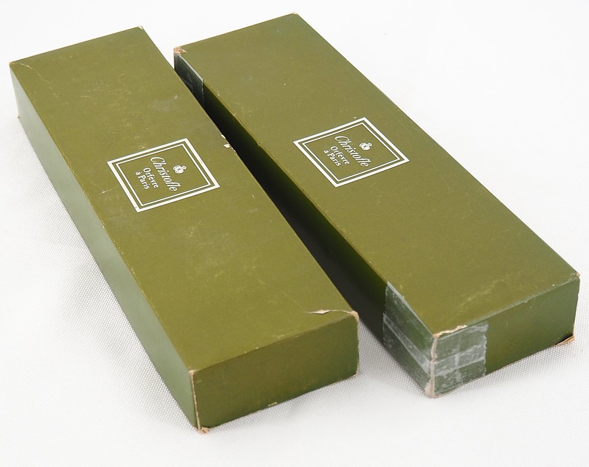 Christofle Rubans Pattern, 12 Fish Cutlery Sets, Silver-plated Metal, 24 Pieces, Perfect Condition.-photo-8