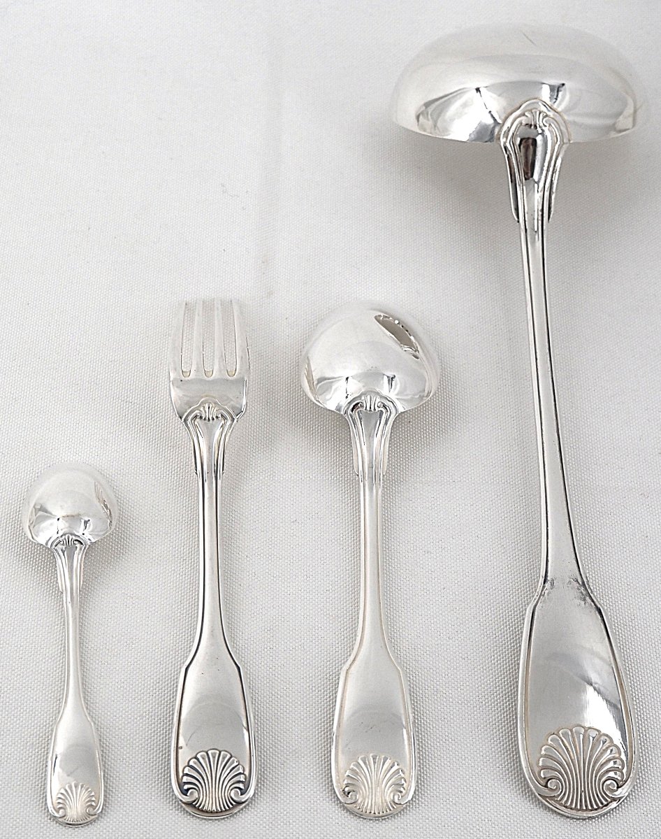 Christofle Vendôme Pattern, 37-piece Silver-plated Flatware Set, Excellent Condition.-photo-2