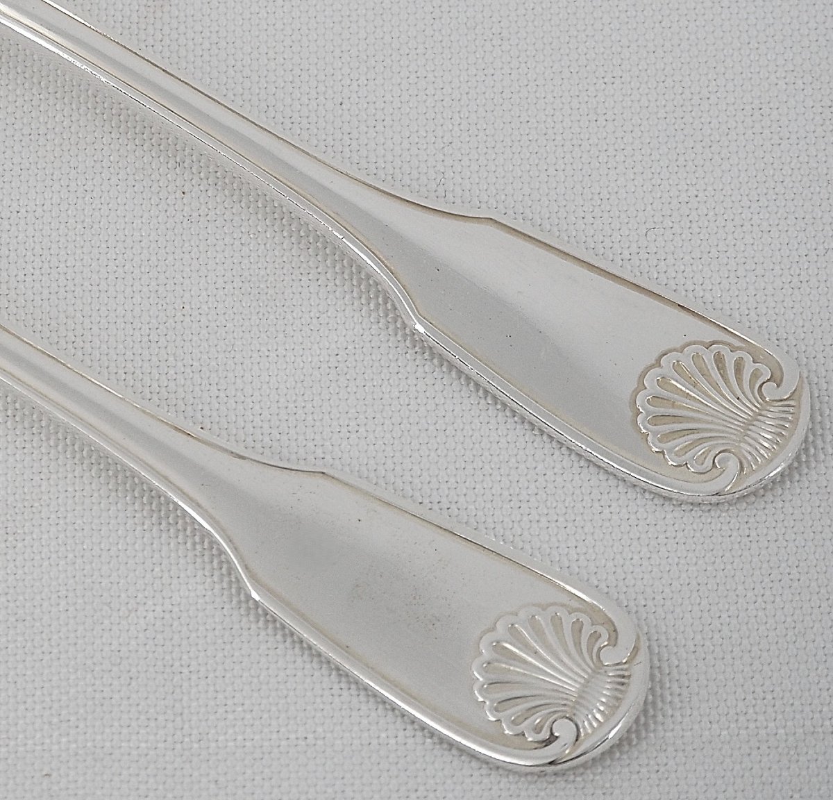 Christofle modèle Vendôme, 12 couverts à entremets, dessert, 24 pièces, métal argenté, 17cm.-photo-3