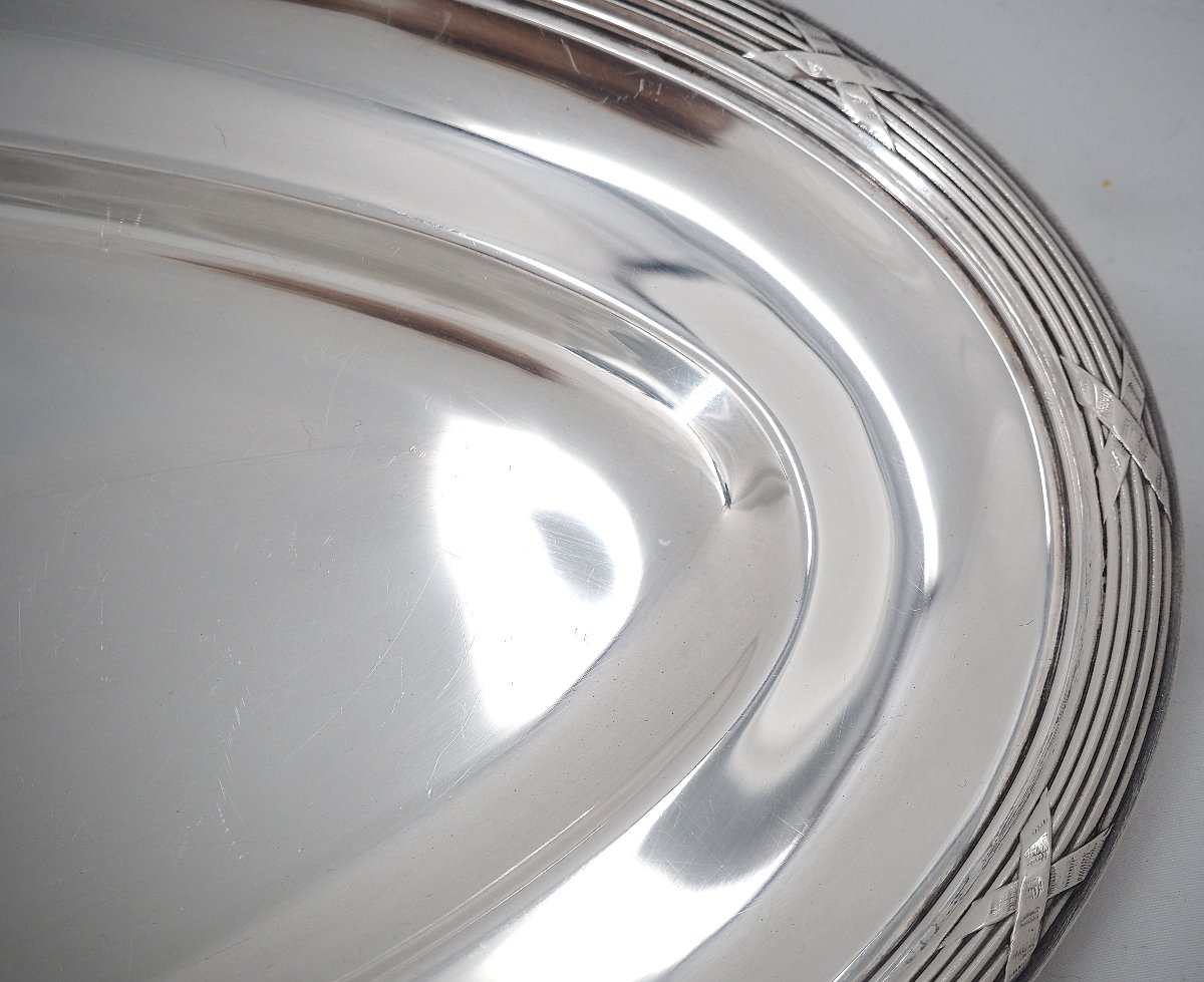Christofle Rubans Pattern Large Fish Platter 70 X 27 Cm, Silver-plated Metal, Very Good Condition.-photo-1