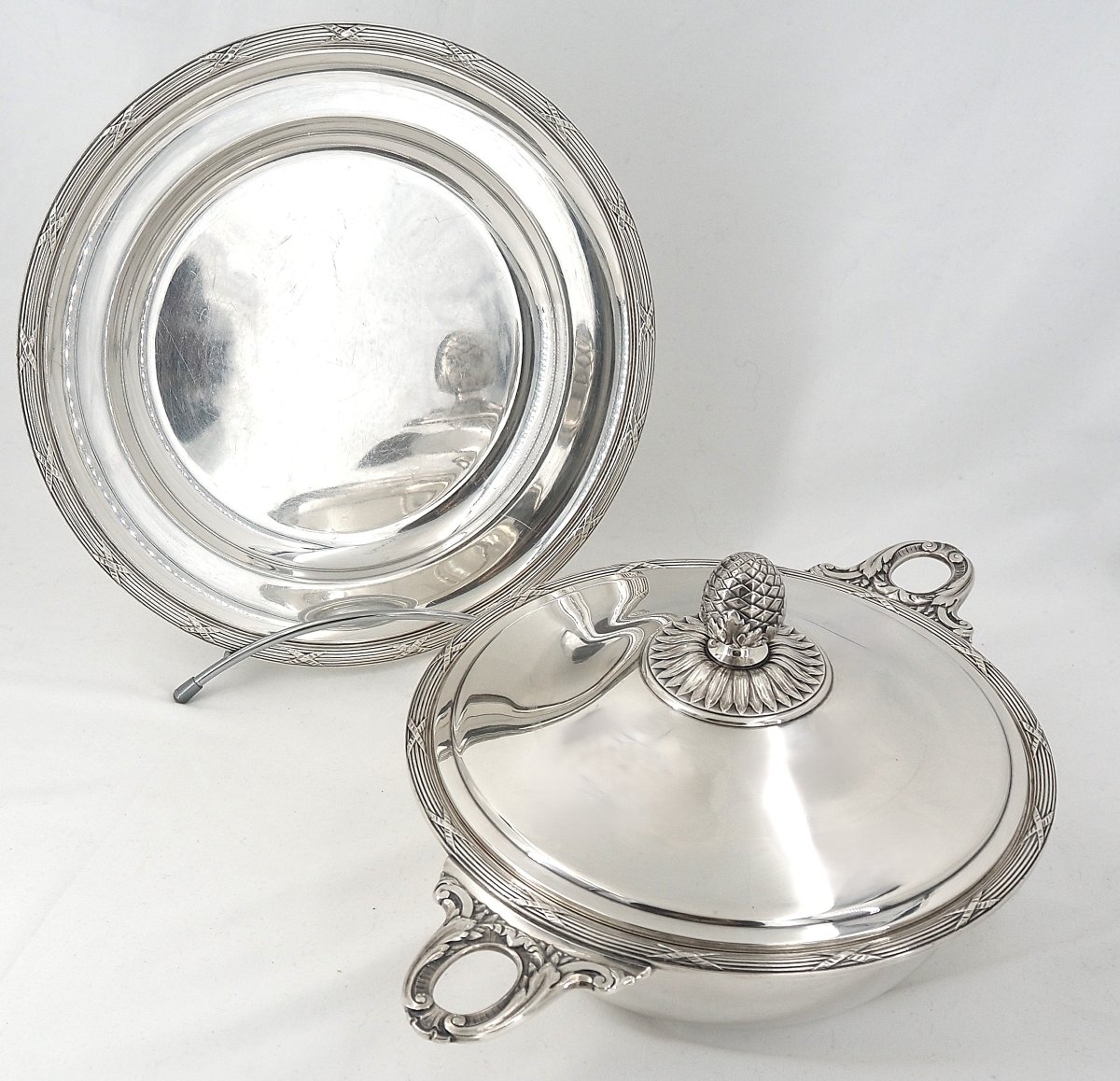 Christofle modèle Rubans, légumier et son dormant, métal argenté, excellent état.-photo-2