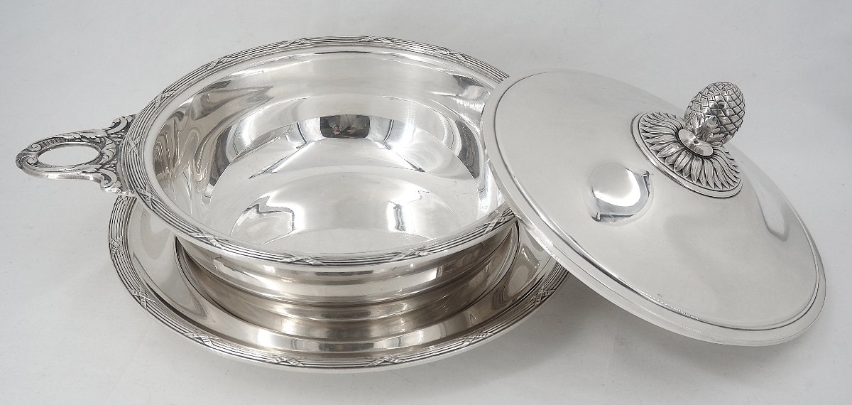 Christofle modèle Rubans, légumier et son dormant, métal argenté, excellent état.-photo-4